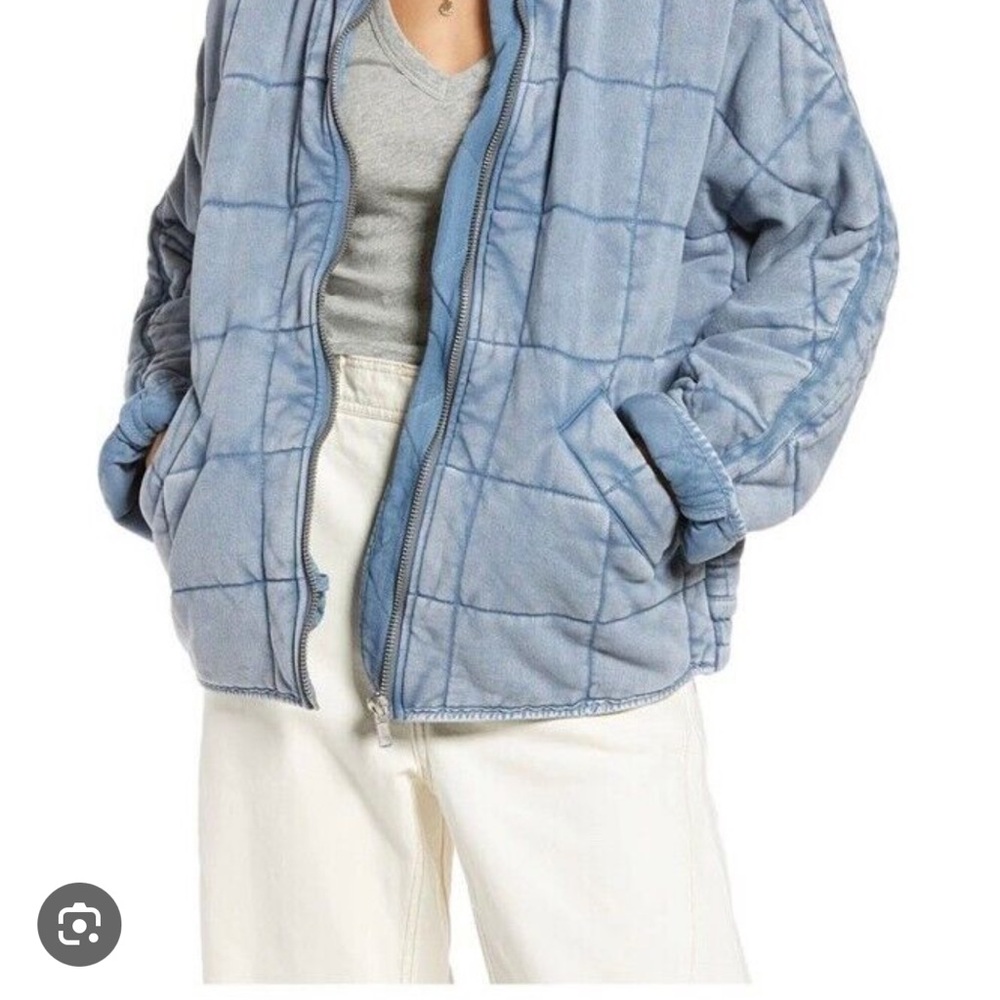 Free People Dolman Jacket - blue quilted